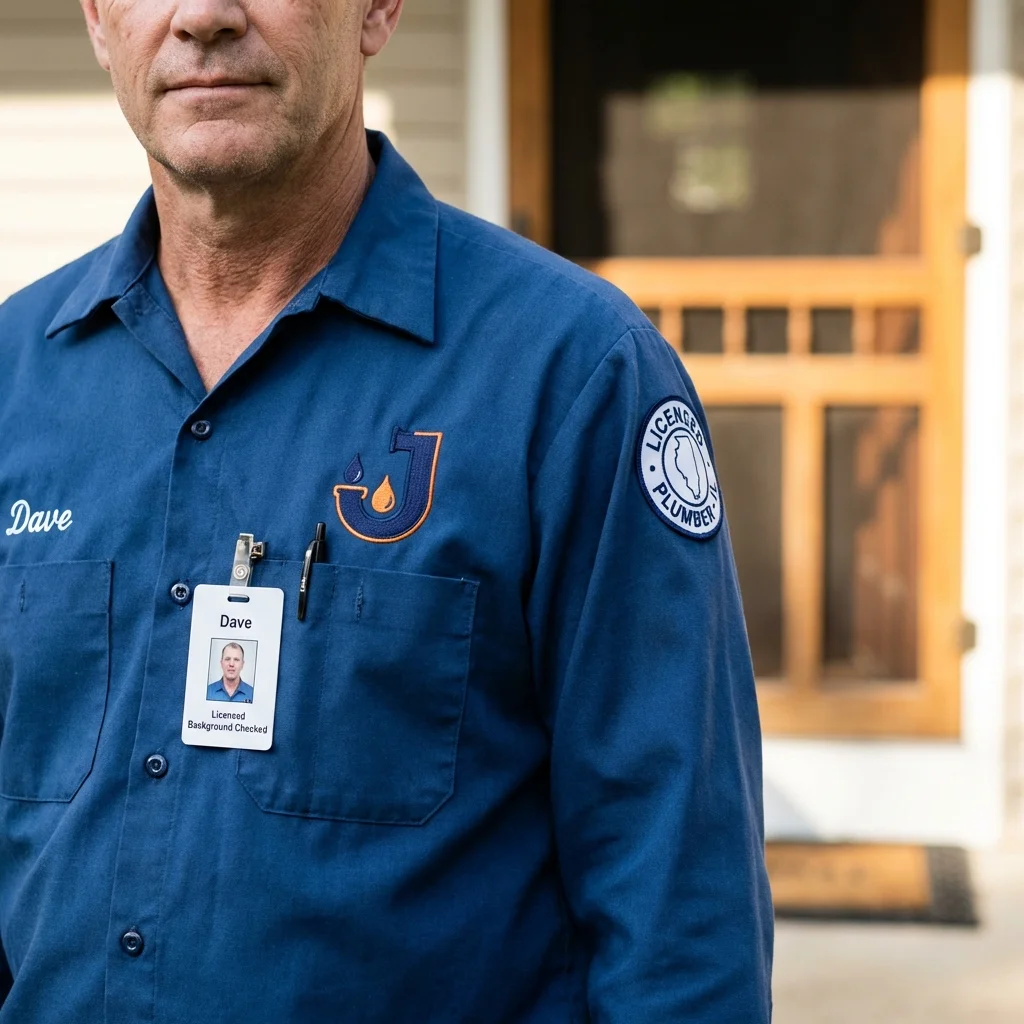 Licensed plumber showing ID badge in Grant Park, IL