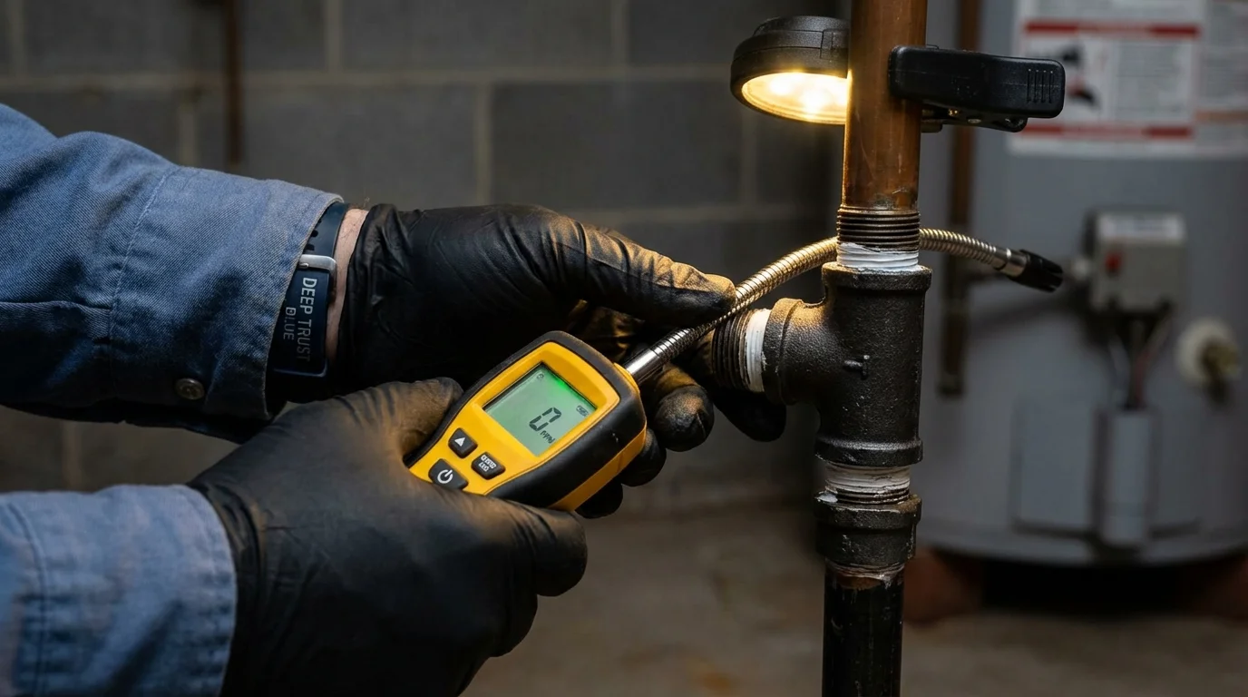 Gas leak detection with electronic sniffer by Johns Plumbing LLC in Grant Park