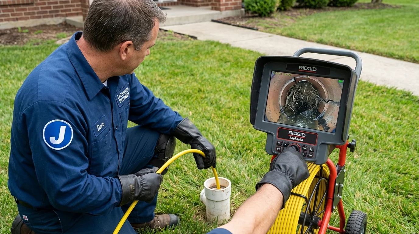 Sewer camera inspection being performed by Johns Plumbing LLC in Grant Park